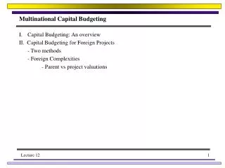 Multinational Capital Budgeting