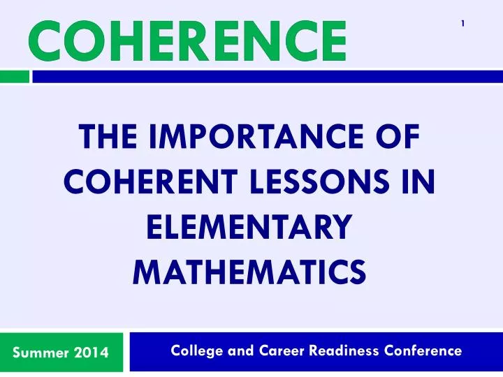 the importance of coherent lessons in elementary mathematics