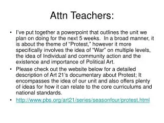 Attn Teachers: