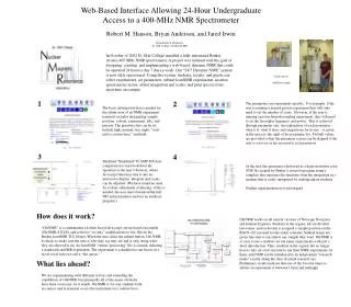 Web-Based Interface Allowing 24-Hour Undergraduate Access to a 400-MHz NMR Spectrometer