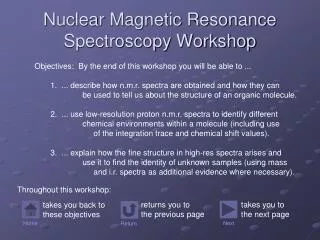 Nuclear Magnetic Resonance Spectroscopy Workshop