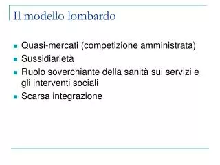 il modello lombardo