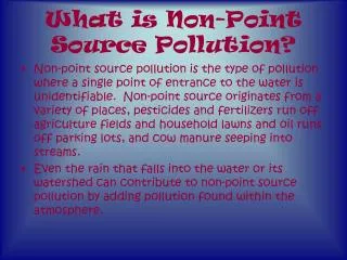 What is Non-Point Source Pollution?