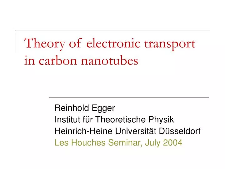 theory of electronic transport in carbon nanotubes