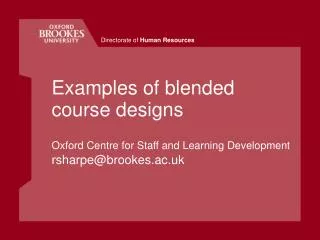 Examples of blended course designs