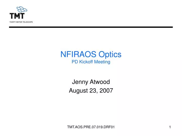 nfiraos optics pd kickoff meeting