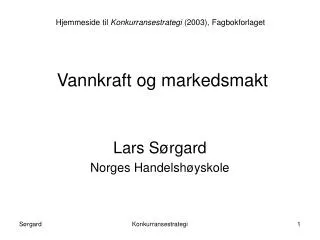 vannkraft og markedsmakt