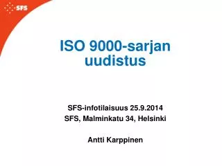 iso 9000 sarjan uudistus