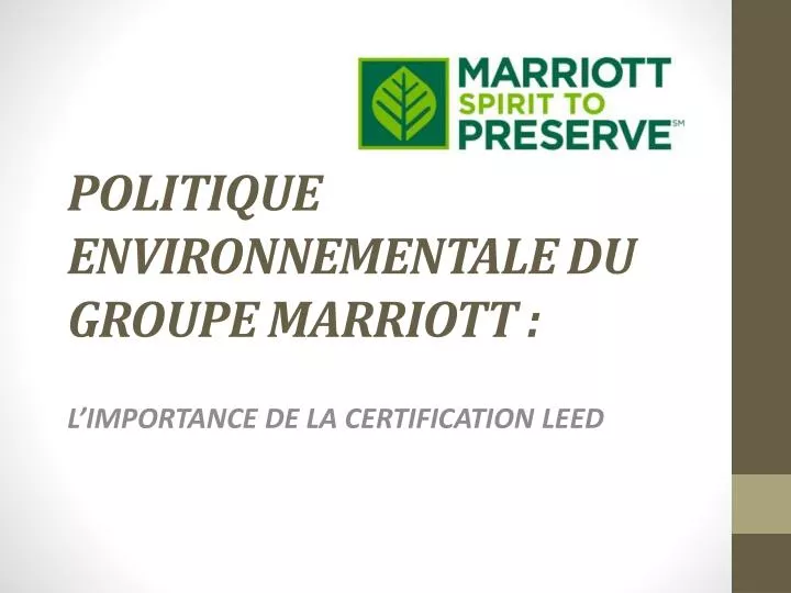 politique environnementale du groupe marriott