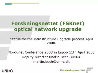 Forskningsnettet (FSKnet) optical network upgrade