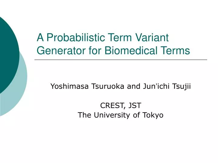 a probabilistic term variant generator for biomedical terms