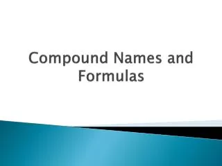 Compound Names and Formulas