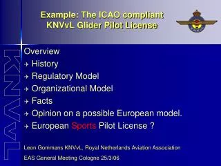 Example: The ICAO compliant KNVvL Glider Pilot License