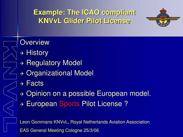 example the icao compliant knvvl glider pilot license