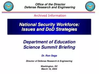Office of the Director Defense Research and Engineering