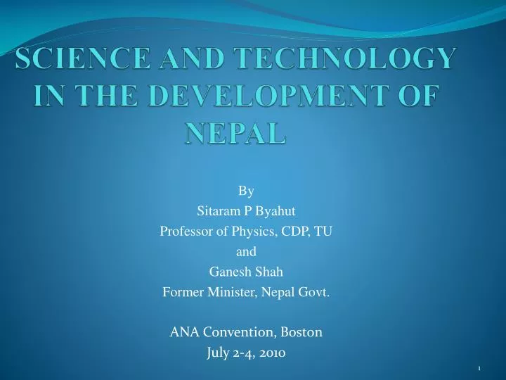 science and technology in the development of nepal
