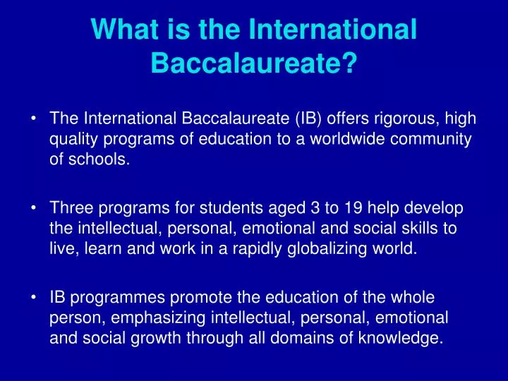 what is the international baccalaureate