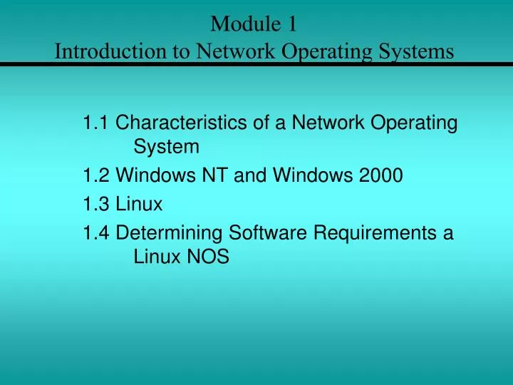 module 1 introduction to network operating systems