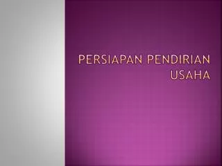 persiapan pendirian usaha
