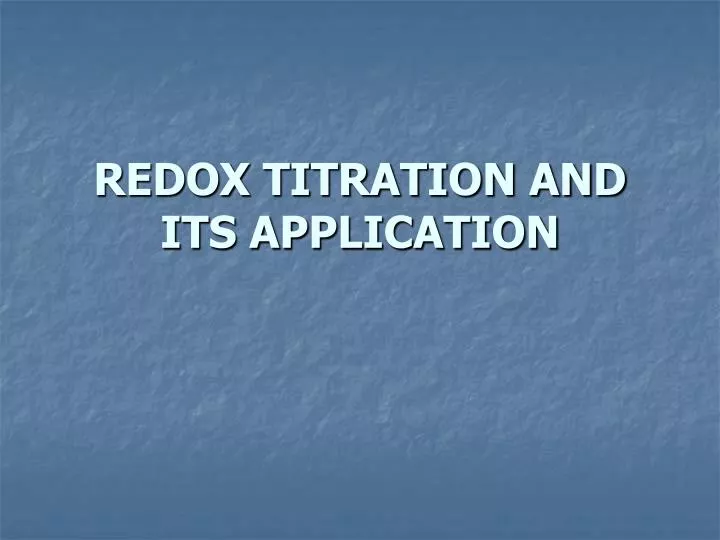 redox titration and its application