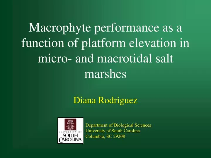 macrophyte performance as a function of platform elevation in micro and macrotidal salt marshes