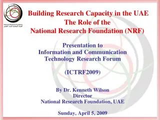 Building Research Capacity in the UAE The Role of the National Research Foundation (NRF)