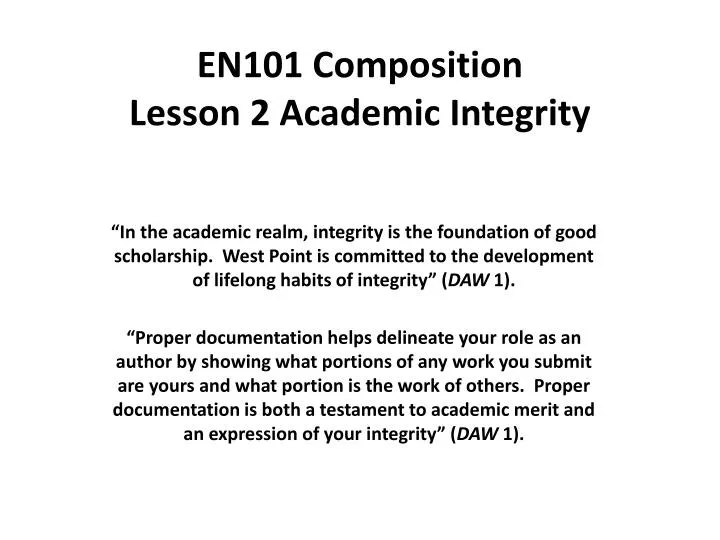 en101 composition lesson 2 academic integrity