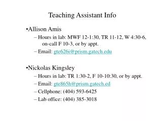 Teaching Assistant Info