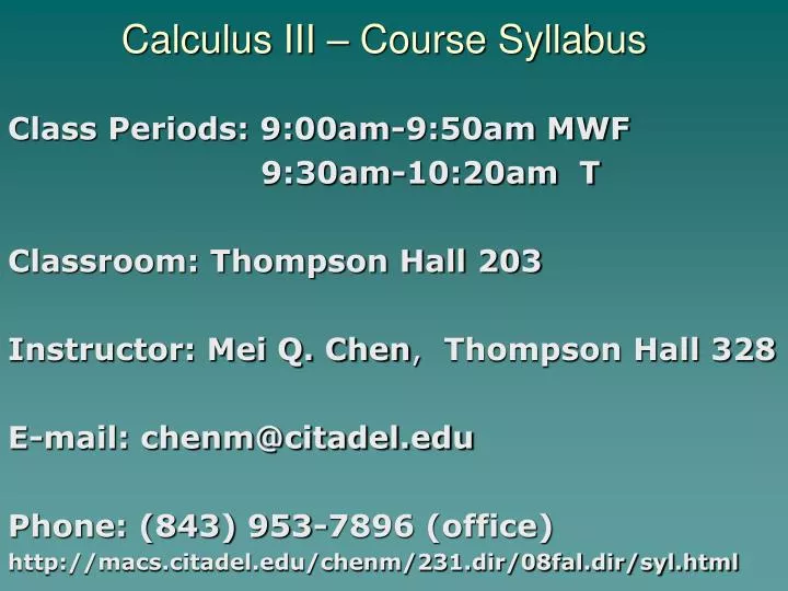calculus iii course syllabus