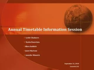 Annual Timetable Information Session