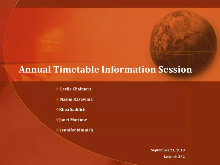 annual timetable information session
