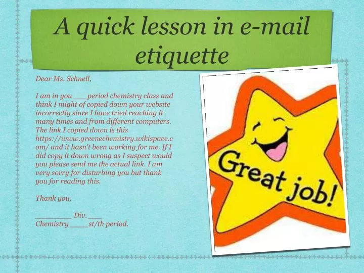 a quick lesson in e mail etiquette
