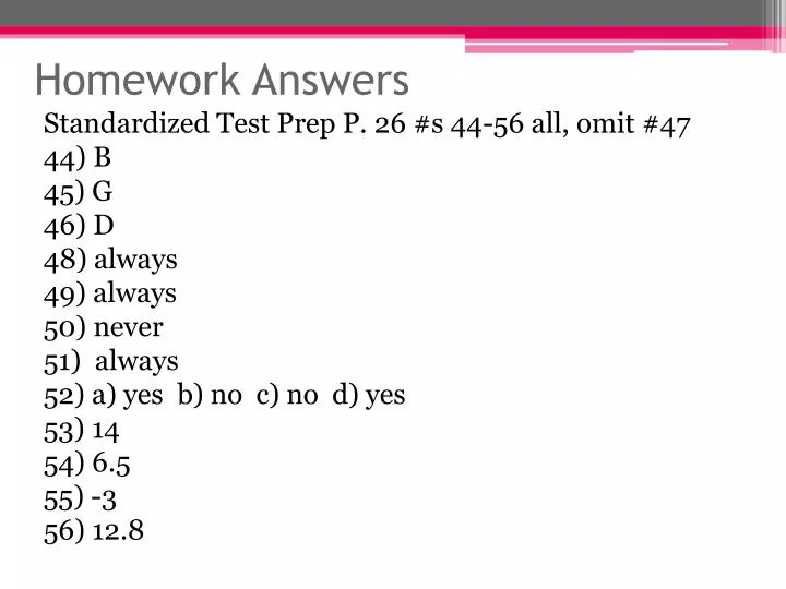 homework answers