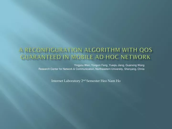 a reconfiguration algorithm with qos guaranteed in mobile ad hoc network