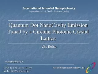 Quantum Dot NanoCavity Emission Tuned by a Circular Photonic Crystal Lattice