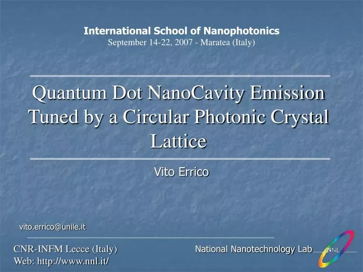 quantum dot nanocavity emission tuned by a circular photonic crystal lattice