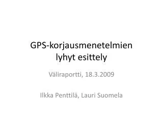 gps korjausmenetelmien lyhyt esittely