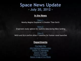 Space News Update - July 20, 2012 -