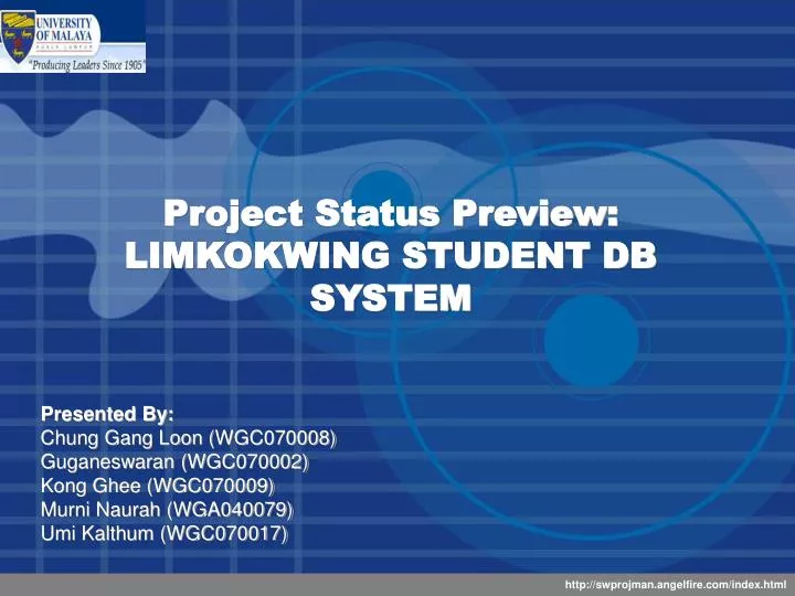 project status preview limkokwing student db system