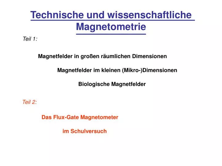 technische und wissenschaftliche magnetometrie