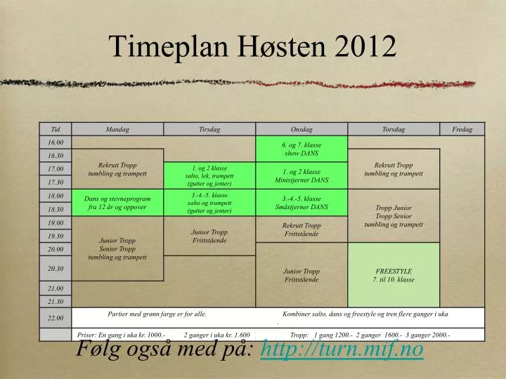 timeplan h sten 2012