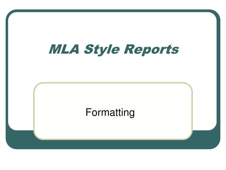 mla style reports
