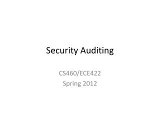 Security Auditing