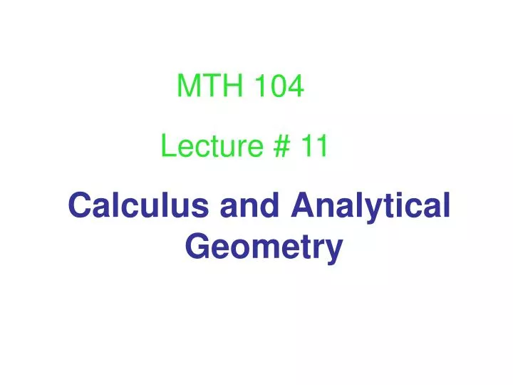 calculus and analytical geometry