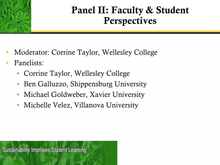 panel ii faculty student perspectives