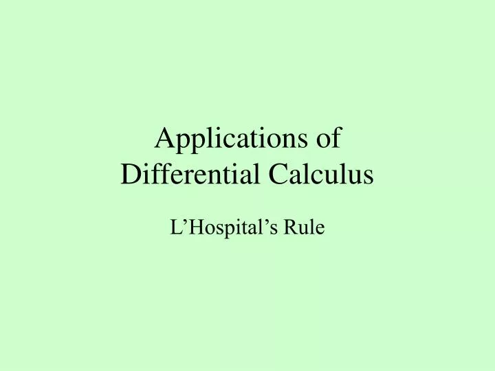 applications of differential calculus