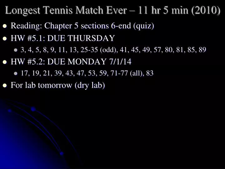 longest tennis match ever 11 hr 5 min 2010