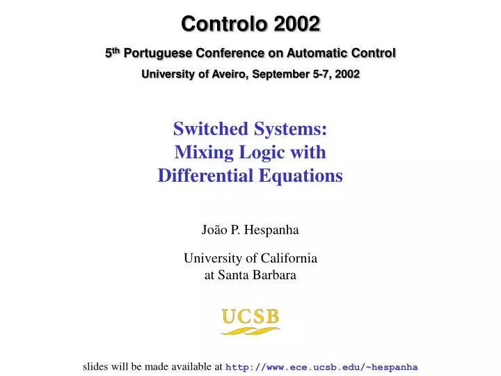 switched systems mixing logic with differential equations