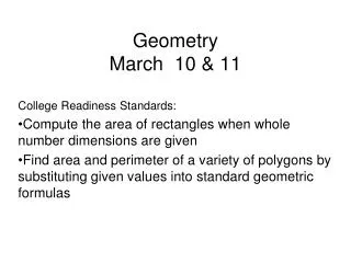 Geometry March 10 &amp; 11