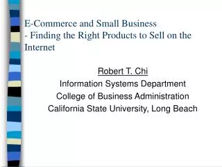 E-Commerce and Small Business - Finding the Right Products to Sell on the Internet